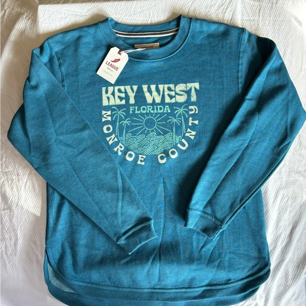 NWT League Teal Key West Florida pull over Women’s Sweatshirt size Medium. - Picture 1 of 6